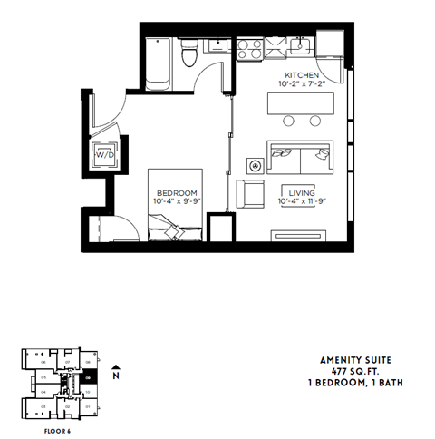 A black and white image of a floor plan for an apartment.